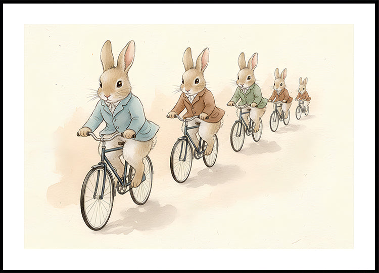 Poster di amici coniglietti in bicicletta