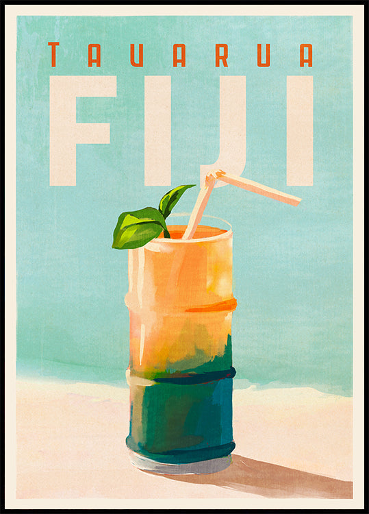 Poster d'arte da viaggio per cocktail Tavarua Fiji