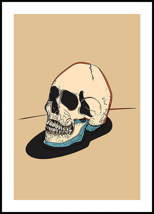 Illustrazione Del Cranio Su Un Poster Sfondo Beige