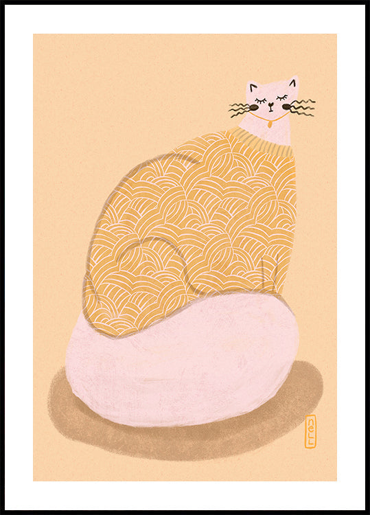 Poster illustrativo del gatto con la maglia gialla del burro