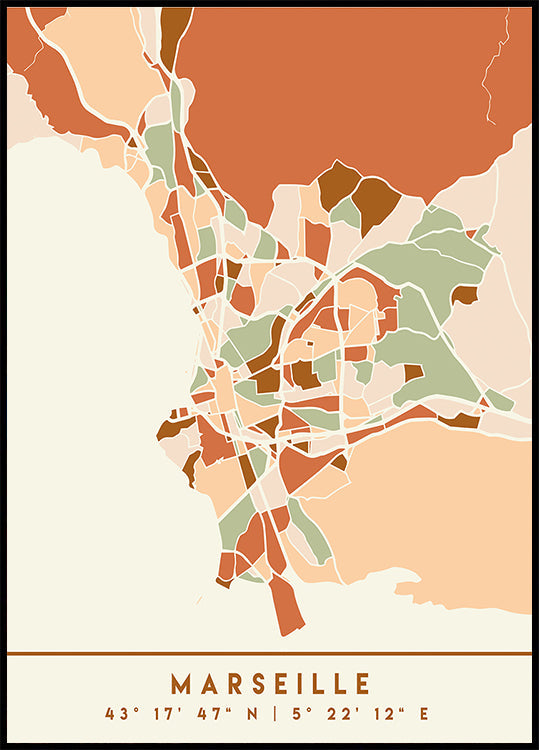 Poster Black Maps Earth Tones 48