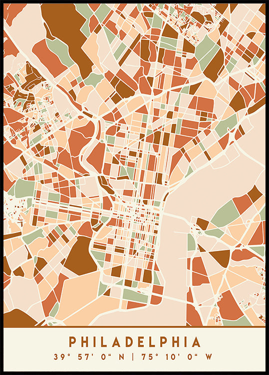 Poster Black Maps Earth Tones 65