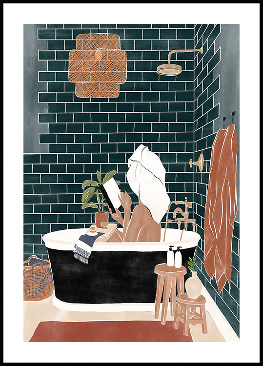 Poster di una ragazza in bagno