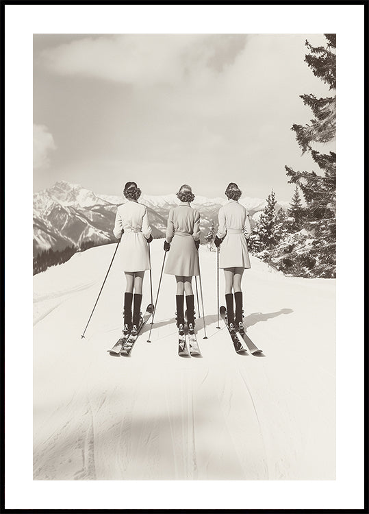 Poster di sciatori glamour vintage