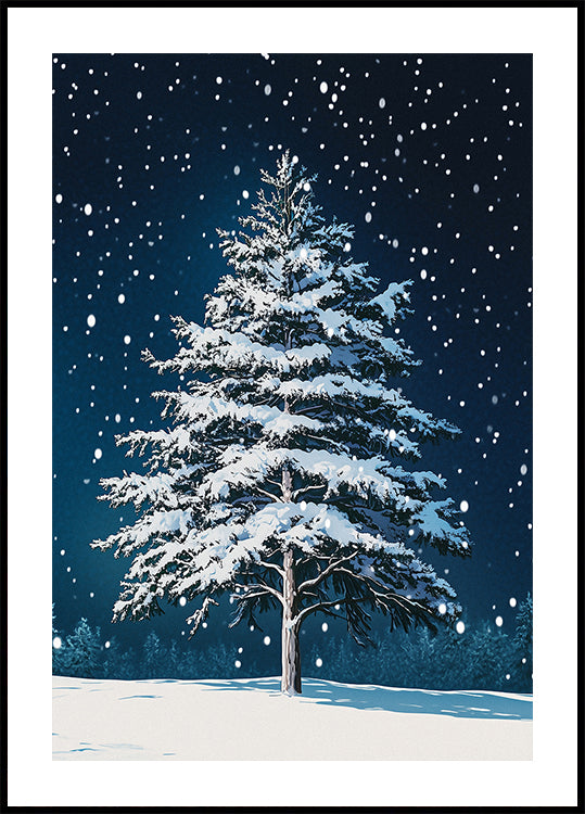 Winter Snowy Pine Tree Plakat