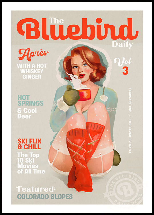 Il poster artistico di Bluebird Daily Vintage Pin Up Ski