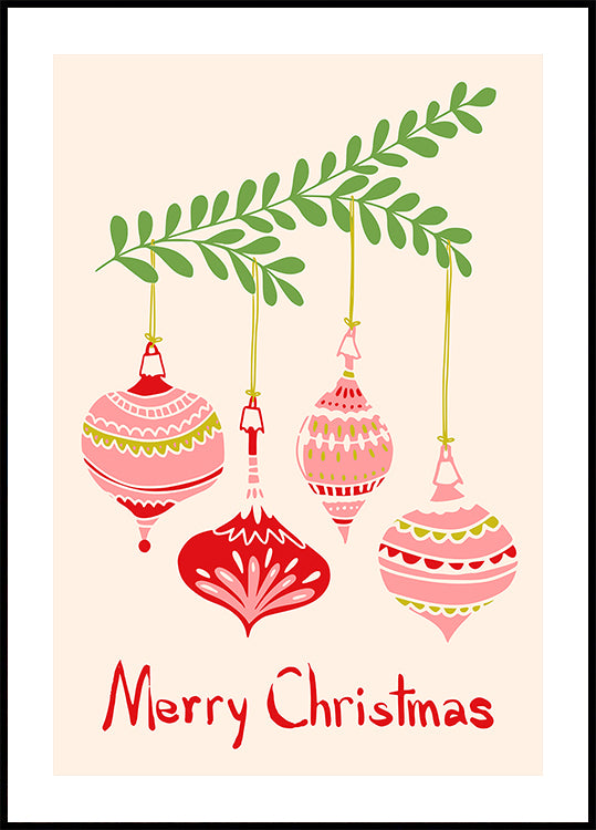 Poster di allegre palline di Natale