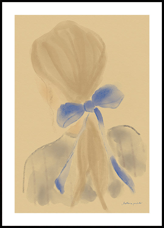 Ragazza Con Un Nastro Blu Dei Capelli
