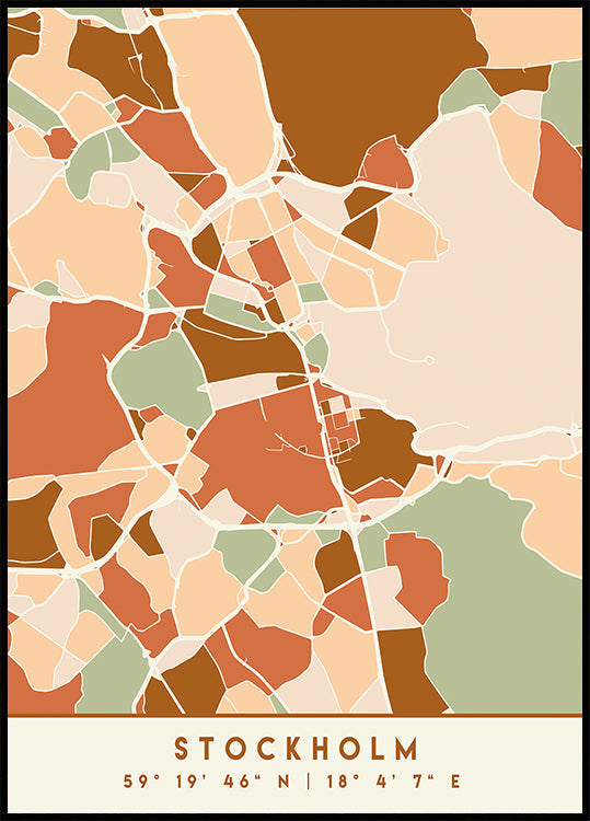 Poster Black Maps Earth Tones 83