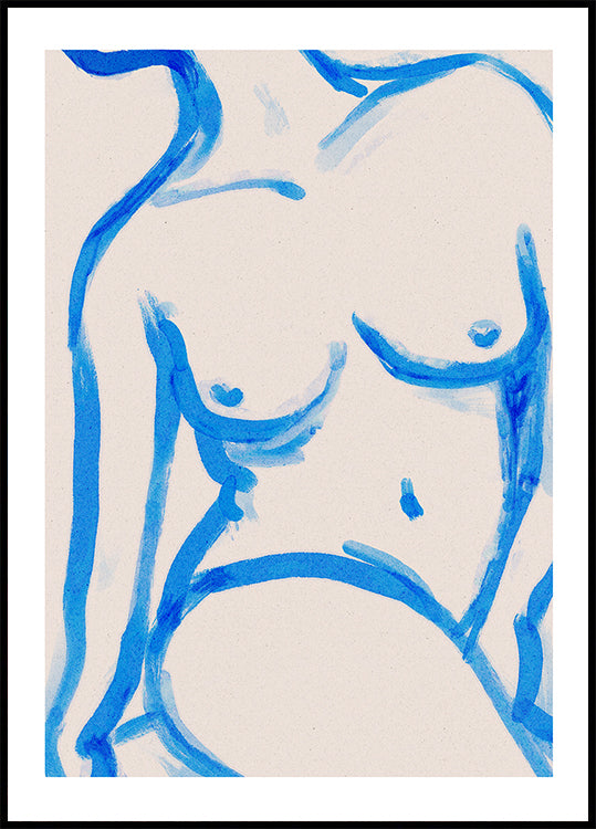 Poster di nudo dal contorno blu