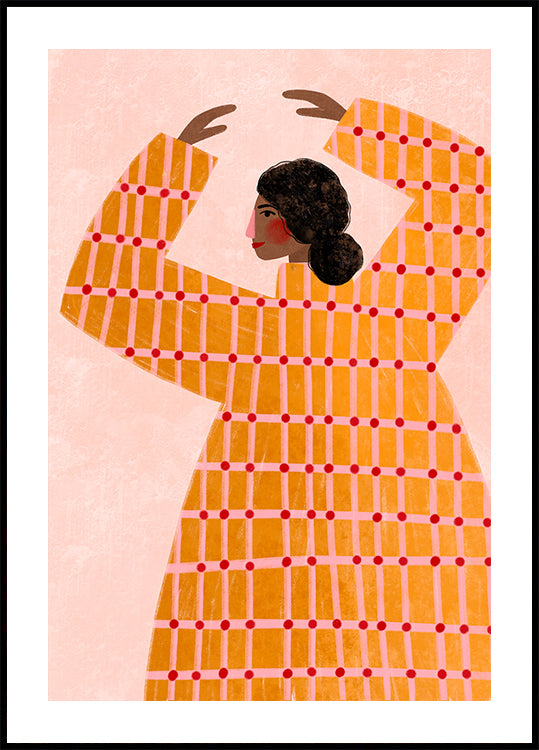 Il poster della donna con il vestito a quadri