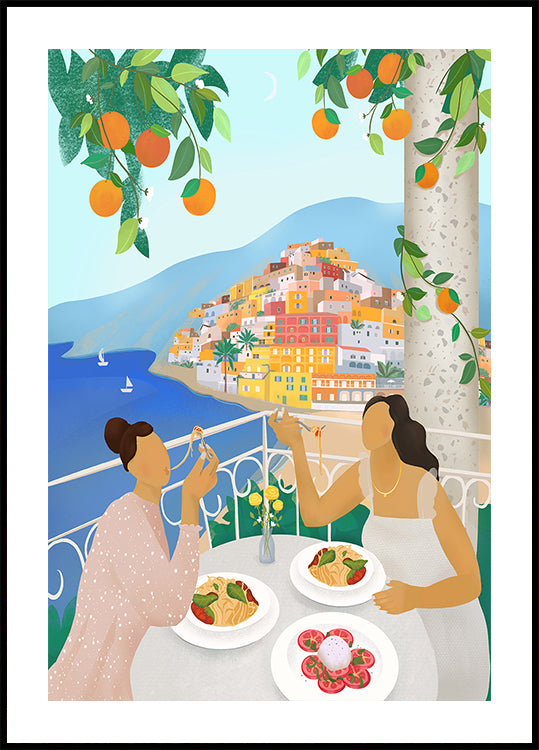 Poster di ragazze a Positano