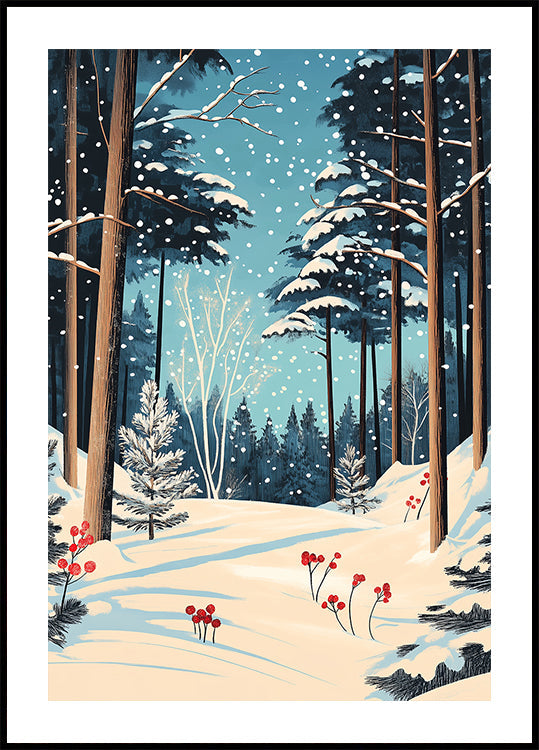 Poster di foresta innevata di Natale