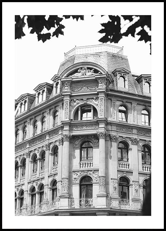 Poster in bianco e nero della residenza barocca di Vienna