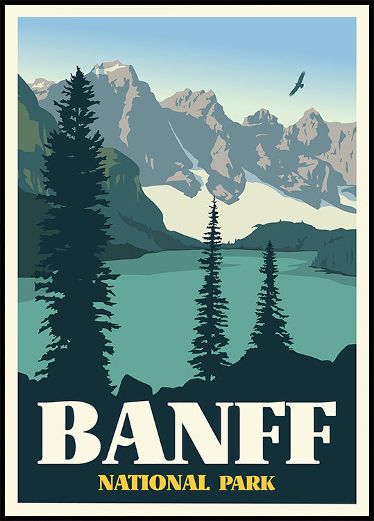 Poster di stampa di viaggio del Parco Nazionale di Banff
