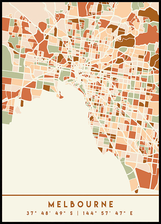 Poster Black Maps Earth Tones 50
