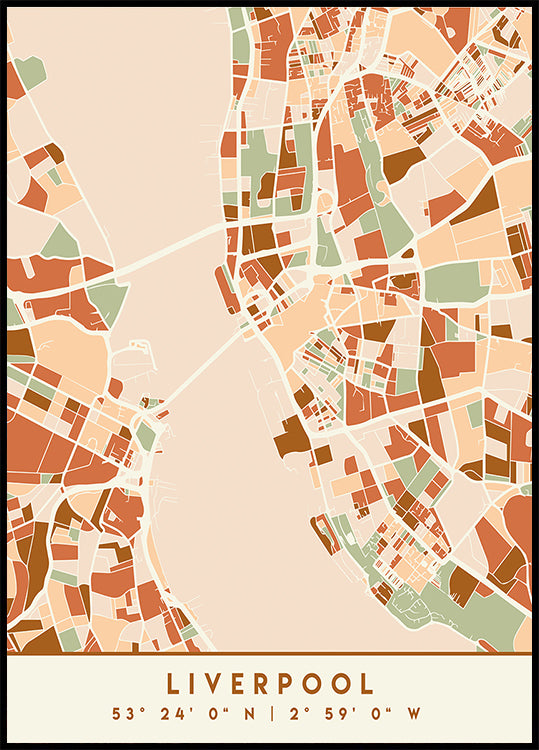 Poster Black Maps Earth Tones 40