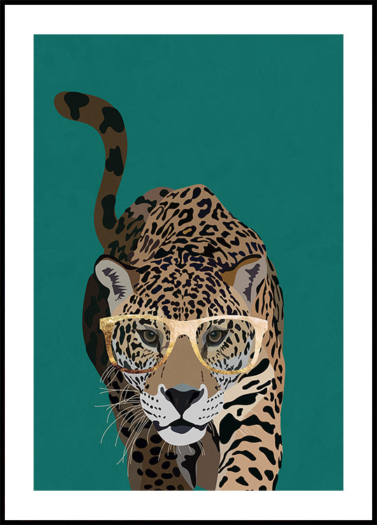 Poster curioso del leopardo verde