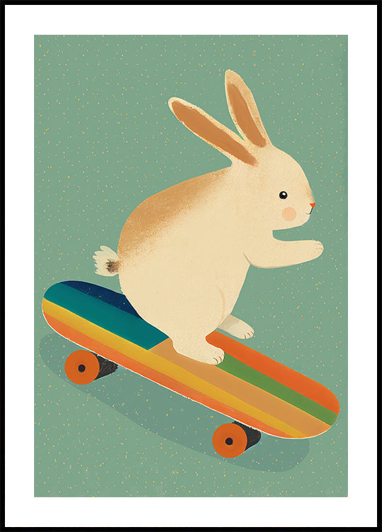 Poster di coniglietto sullo skateboard