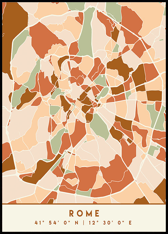 Poster Black Maps Earth Tones 72