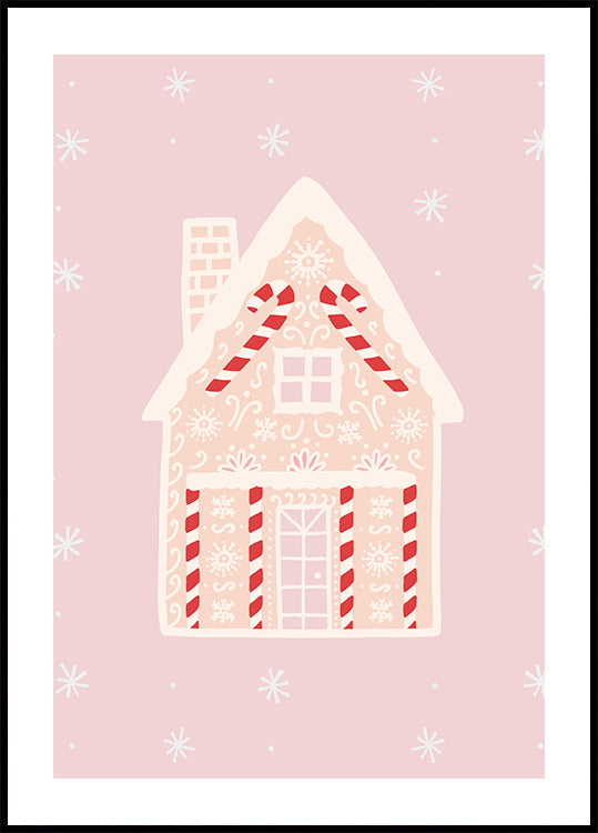 Poster della casa di marzapane rosa