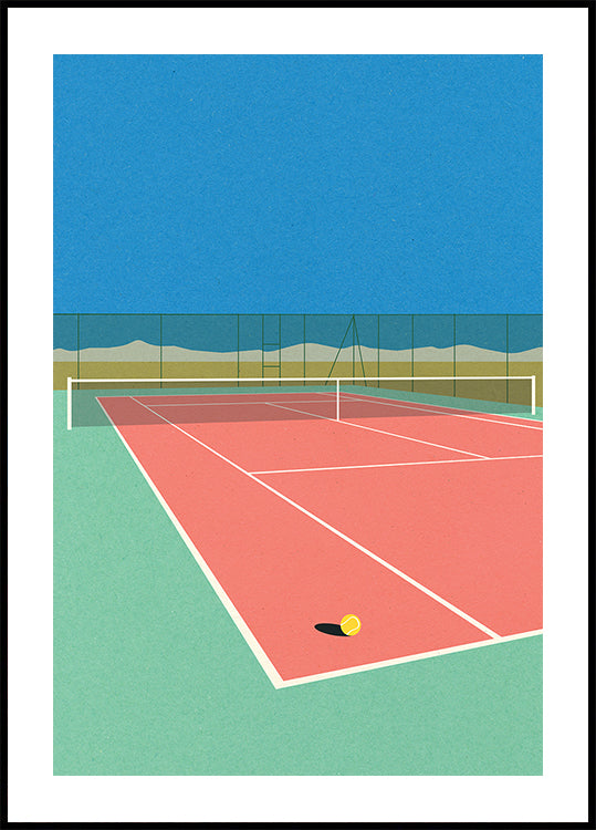 Poster di campo da tennis nel deserto