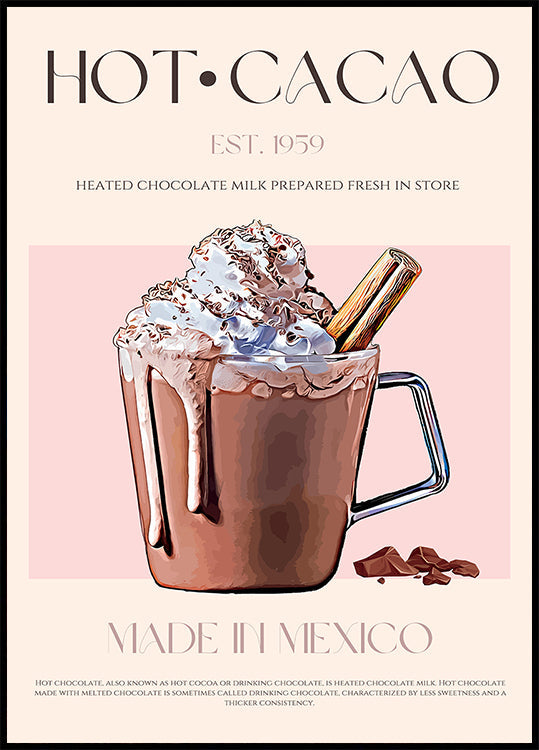 Poster di una tazza di cacao caldo cremoso