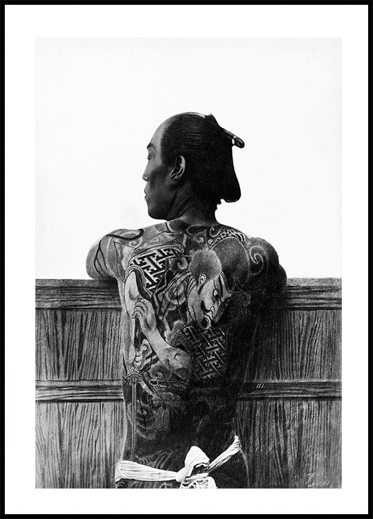 Uomo con tatuaggio di Kusakabe Kimbei Poster 