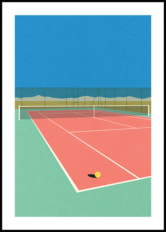 Poster di campo da tennis nel deserto