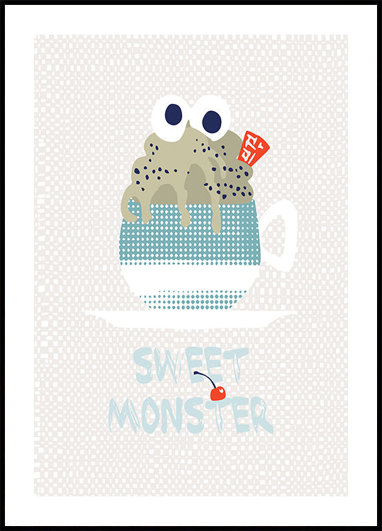 Poster di cupcake alla menta dolce mostro