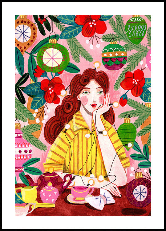 Poster retrò di donna di Natale