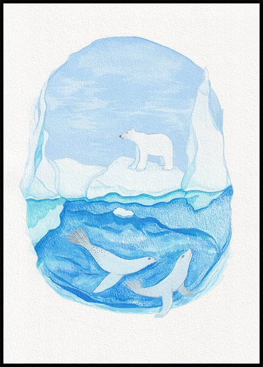 Poster Arctic Life - Mari ghiacciati - Orso polare e foche