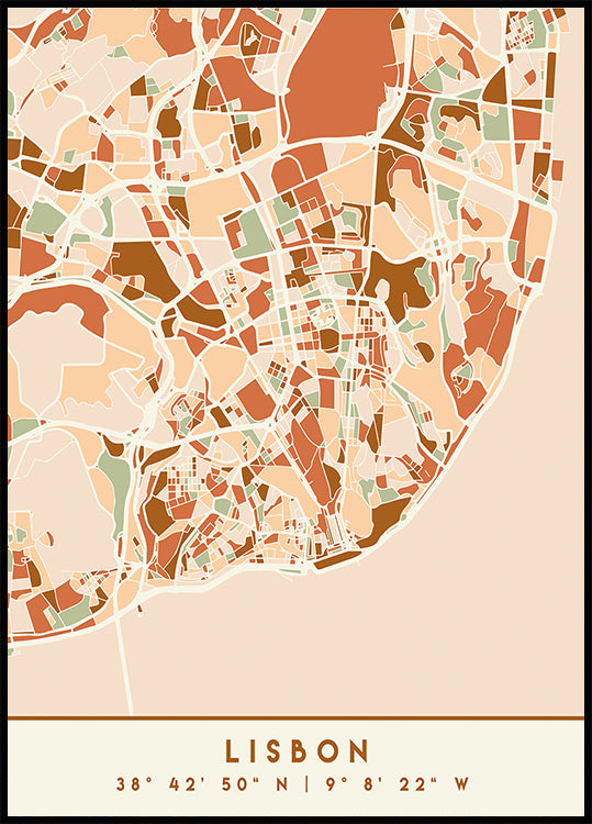 Black Maps Earth Tones 39 Plakat