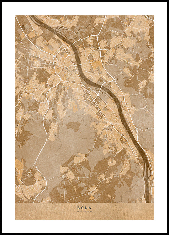 Mappa vintage seppia di Bonn Germania (NUOVO)