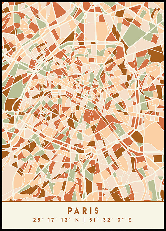 Poster Black Maps Earth Tones 64