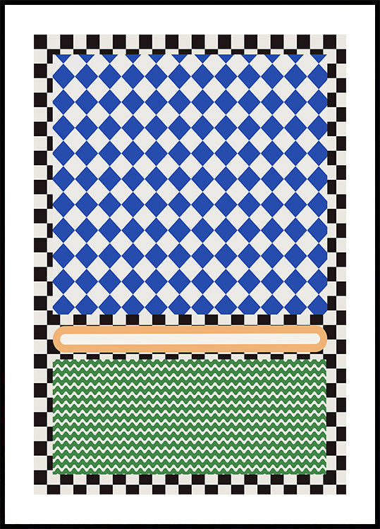 Motivo geometrico con poster di diamanti blu e bianchi