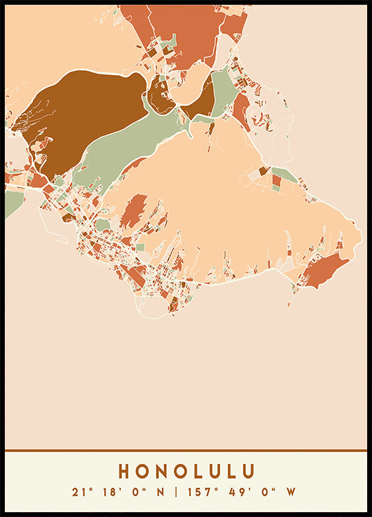 Poster Black Maps Earth Tones 33