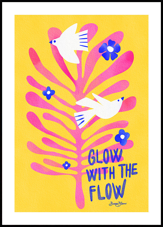 Uccelli - Poster rosa Glow with the Flow