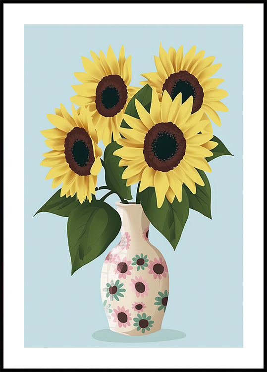 Poster di vaso di girasoli