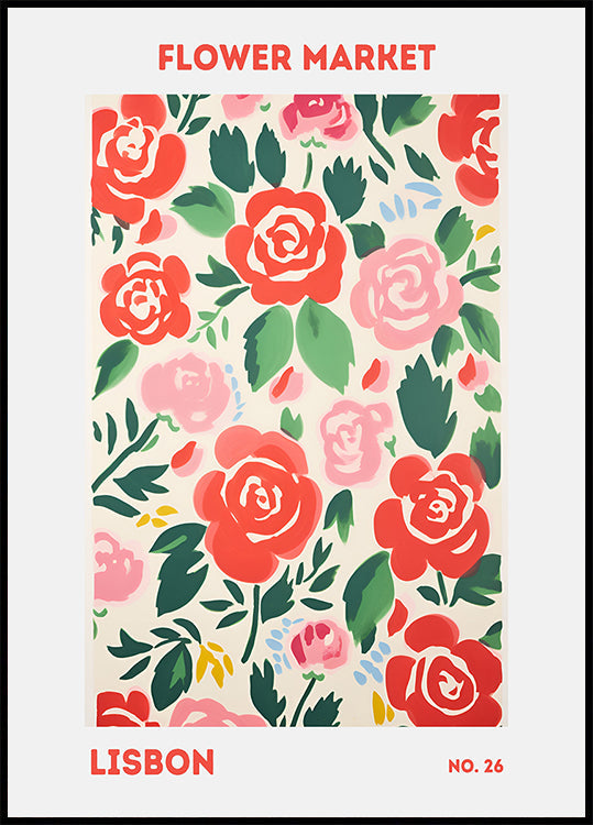 Poster del mercato dei fiori di Lisbona