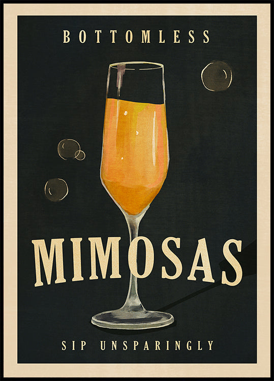 Poster artistico del cocktail bar Art Déco con mimose senza fondo