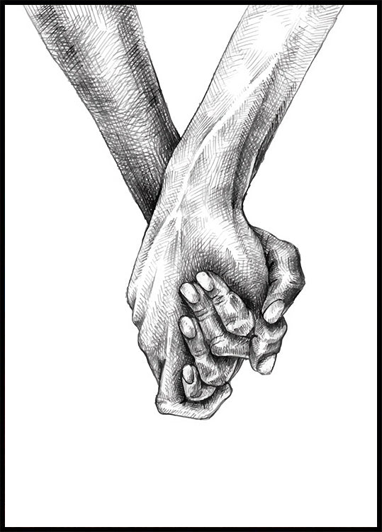 Holding Hands Sketch Plakat - Posterbox.dk