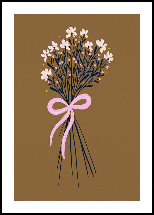 Bouquet floreale con fiocco - arancione bruciato e rosa