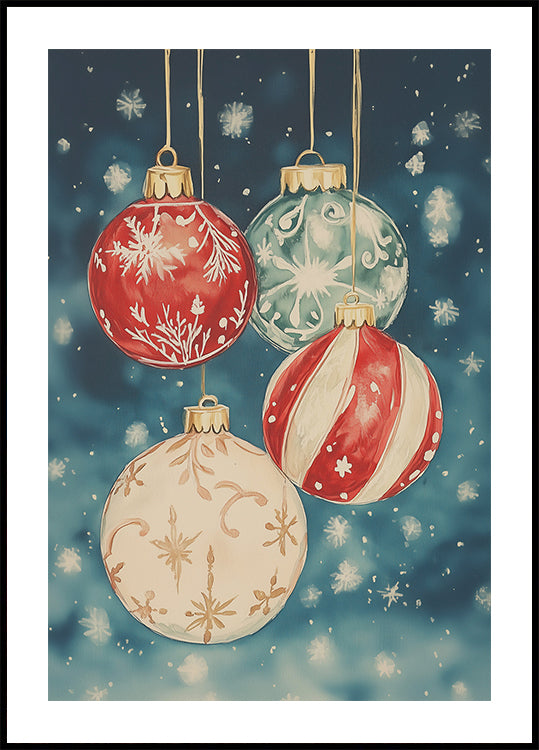 Poster N. 3 con ornamenti natalizi