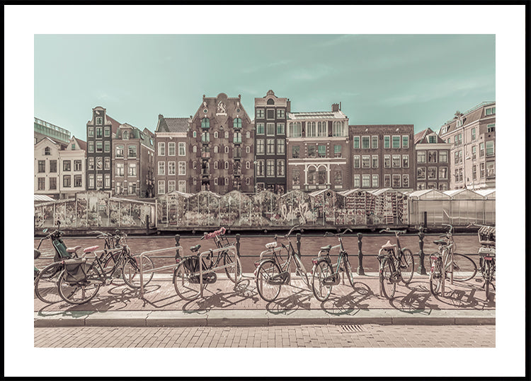 AMSTERDAM Singel Canal with Flower Market | urban vintage style Plakat