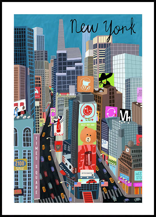 Times Square, New York Illustrazione dell'artista Carla Daly