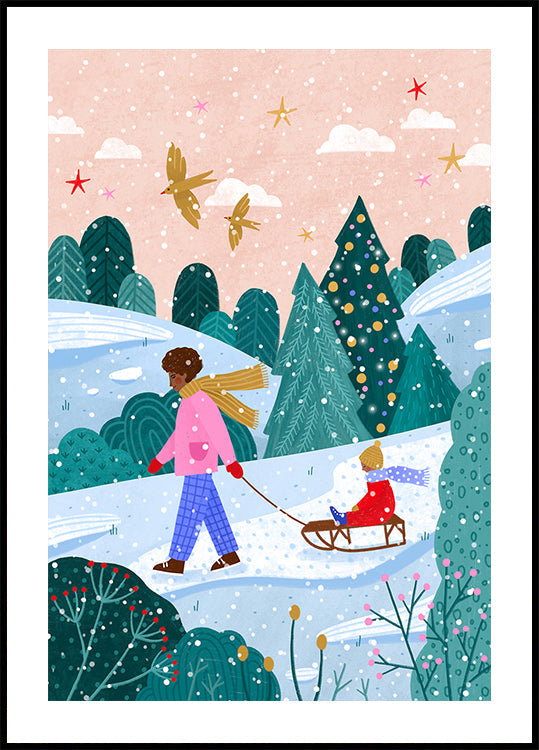 Poster della passeggiata in slitta innevata