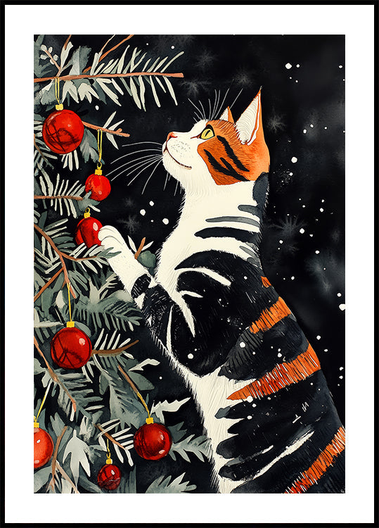 I gatti adorano il poster dell'albero di Natale
