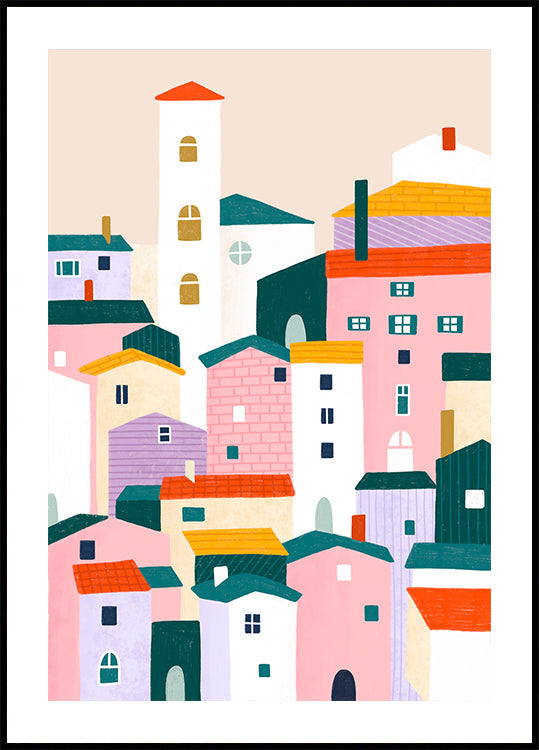 Scena del villaggio colorato