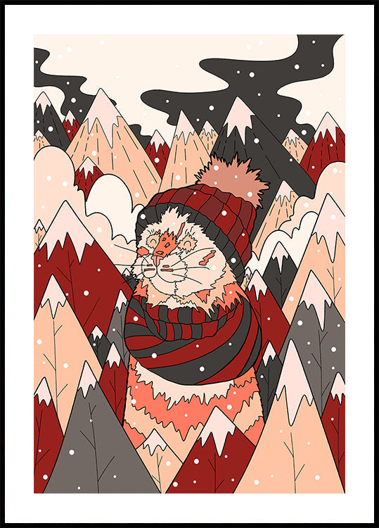 Poster del gatto invernale accogliente